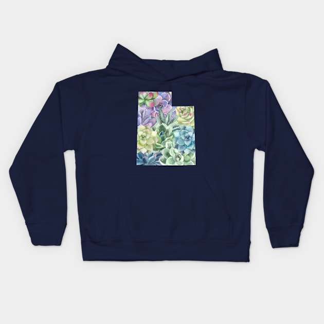 Succulent Utah Kids Hoodie by Morgan Jane Designs